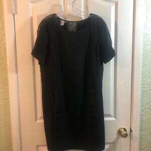 H&M Black Shortsleeved lace shift dress (14)
